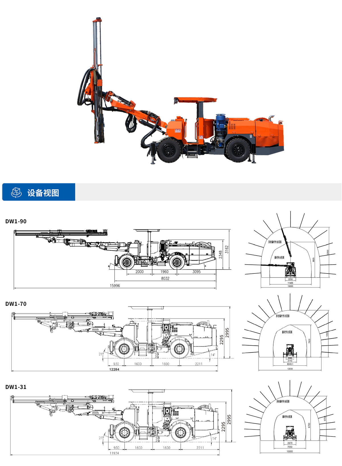 單臂掘進(jìn)鑿巖臺(tái)車(chē)設(shè)備視圖